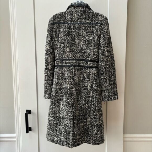 Arden B Luxe black and white tweed coat faux leather trim women’s‎ size M - Picture 3 of 7